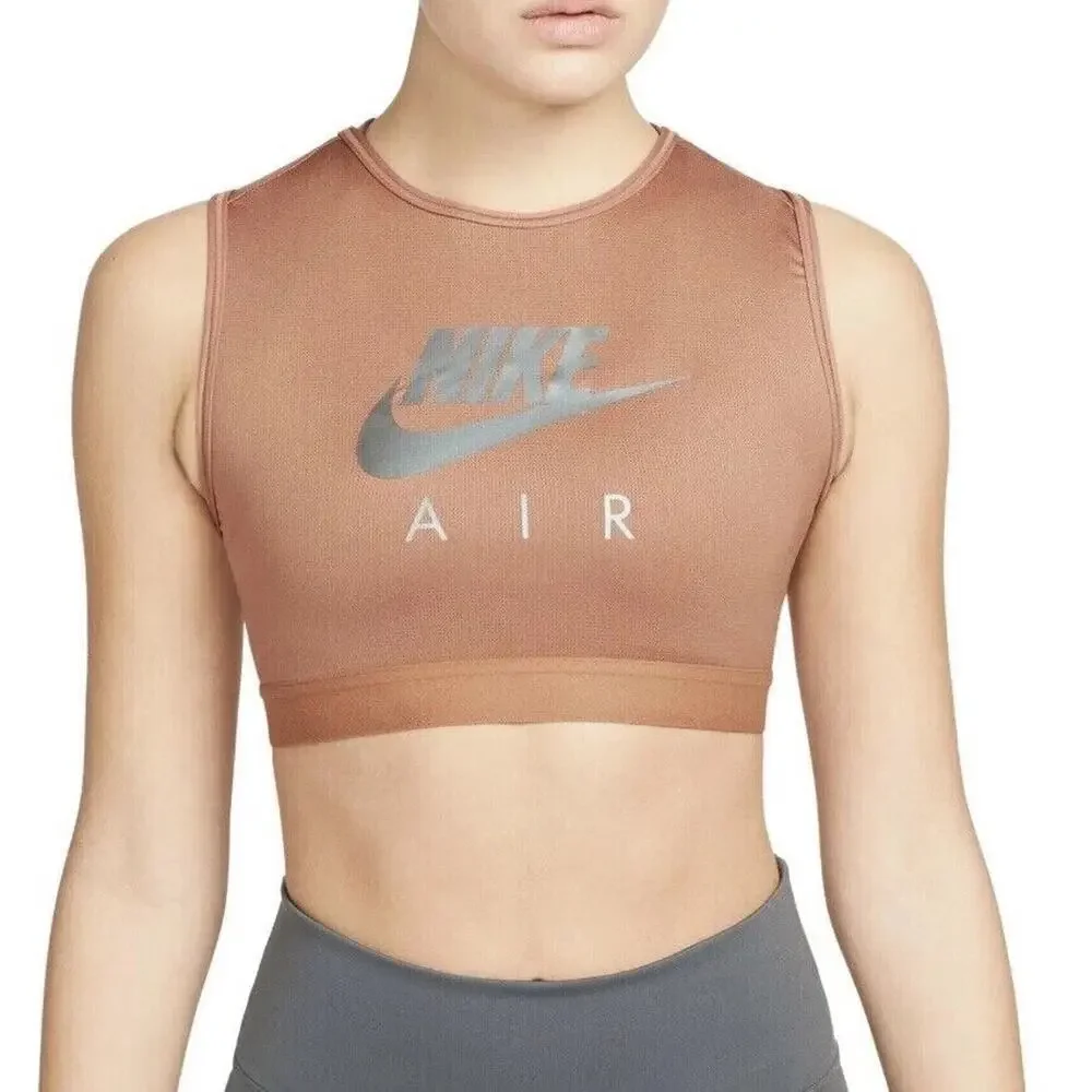 Nike Women's Air Dri-Fit Swoosh Sports Bra DM0643-215 Mineral Brown Size X-Large